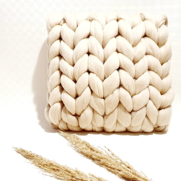 Cojín de punto grueso de lana merino australiano superfino, almohada cuadrada gruesa, almohada cuadrada de lana merino, cojín de lana merino 18micron