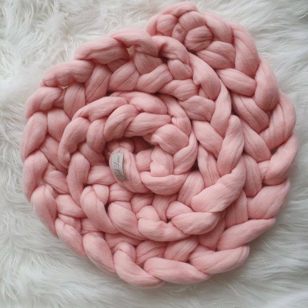 18 micron Chunky merino wool braid, 3m long soft merino braid, basket braid, braid newborn prop, basket stuffer, chunky braid newborn braid