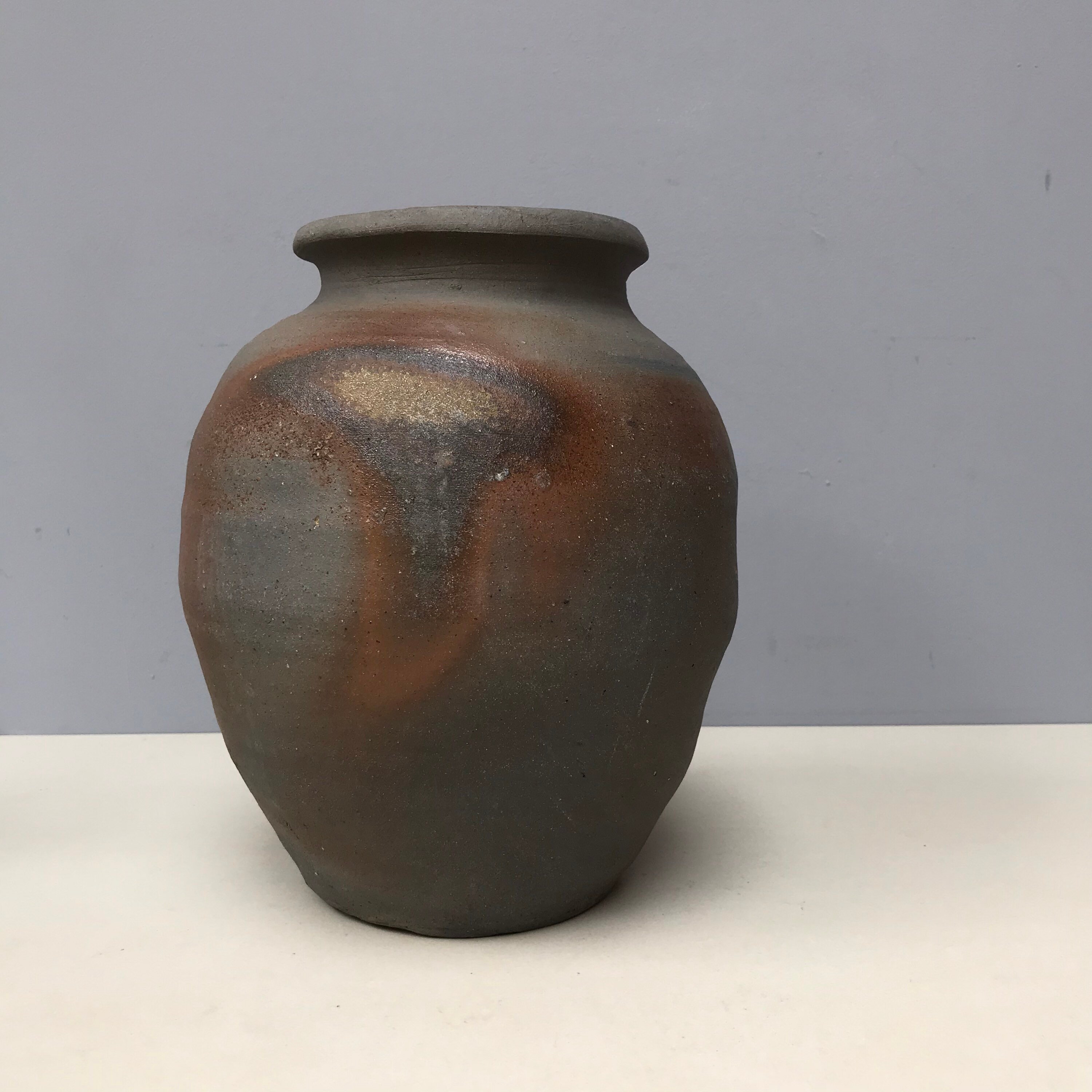 9 Vintage Français Pot de Vase en Grès Wabi Sabi Poterie Primitive Brun Foncé