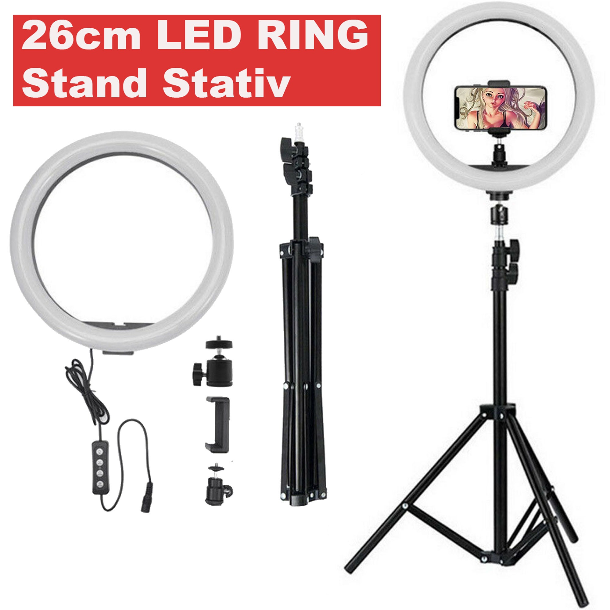 Fyearfly 13 Zoll LED Ringlicht - Dimmbares Selfie Licht Mit Handyhalter Für Streaming