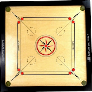 Wooden Carrom Game Board 83 X 83cm With Strikers And Coins
