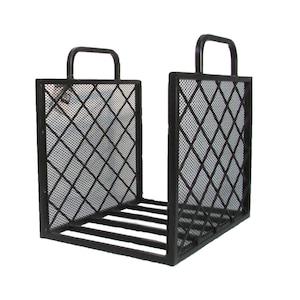 Log Holder, Fireplace Log Basket, Log Rack Fireside Log Holder Galvanised Metal Black