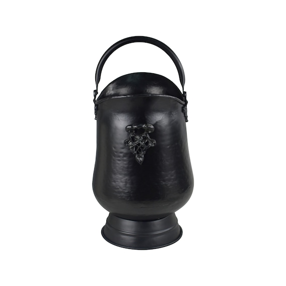 Black Country Metal Works Kohleeimer & Holzhalter – Satiniertes Schwarz, Eisen, 53 Cm, Traditionell Für Den Innenbereich Kohle Eimer Eisen Satinschwarz