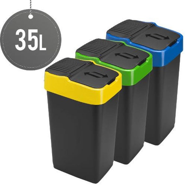 Kitchen Bin Waste Recycle Bin Refuse Waste Paper Dustbin Bin With Lid 35L