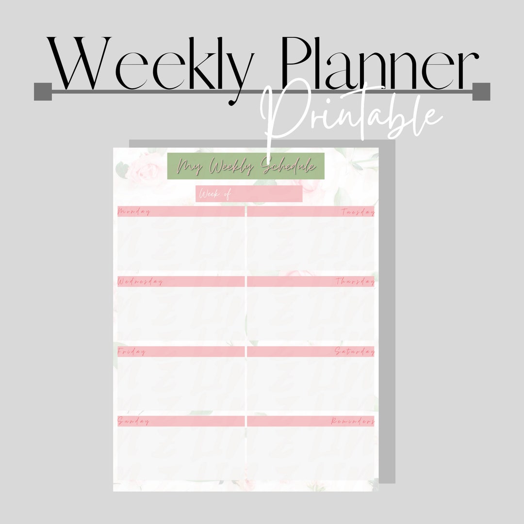 Weekly Planner Printable - Etsy