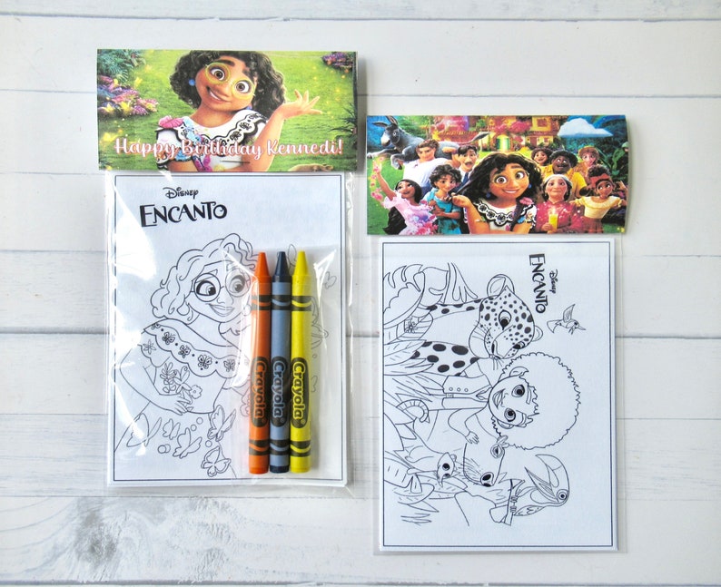 Inspired ENCANTO Mini Coloring Pages and Crayons - Birthday Party Favor - Themed Birthday Party - 1 bag (1 Child) 