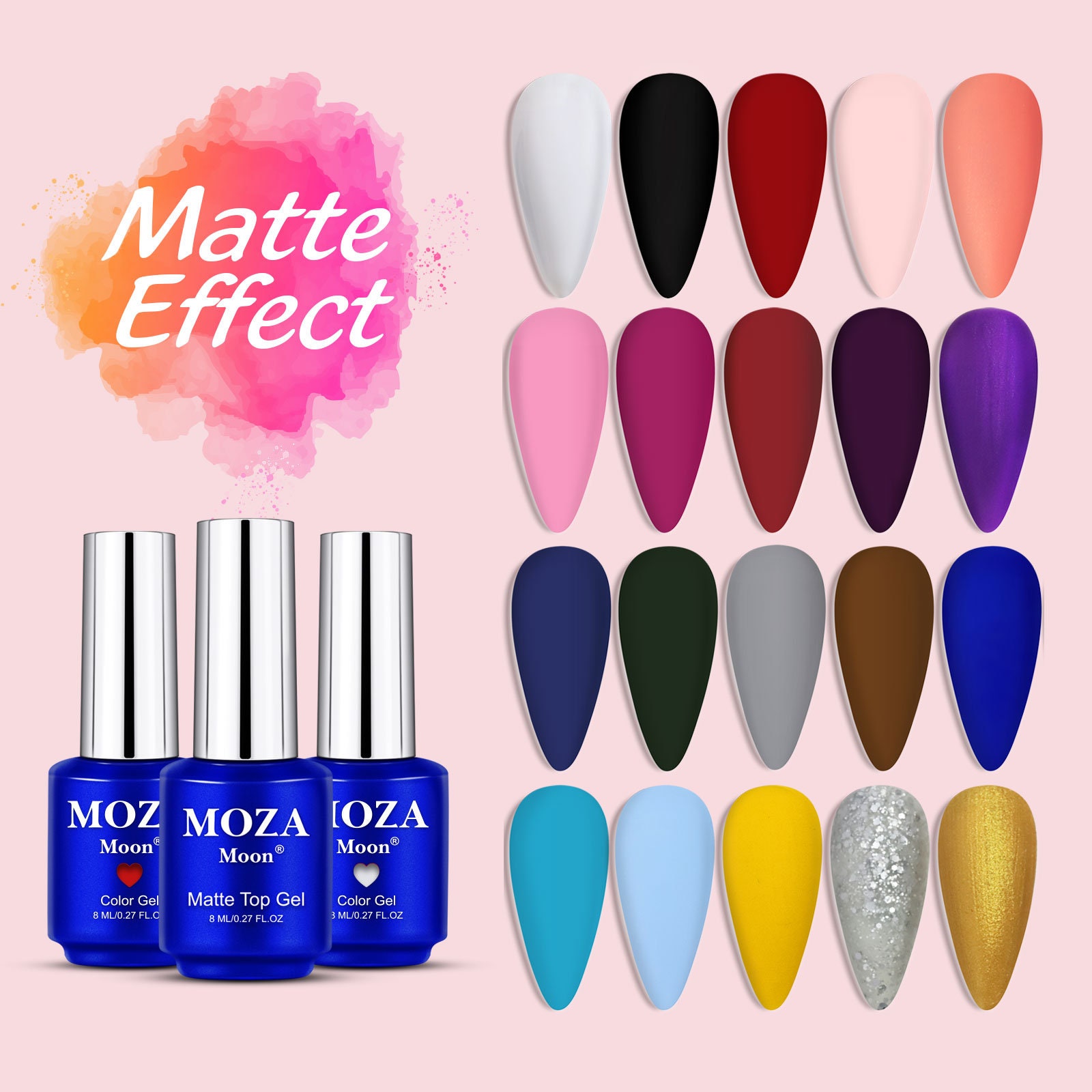 MOZA MOON Gel Nail Polish Kit with 20 Colors And Base Coat Etsy
