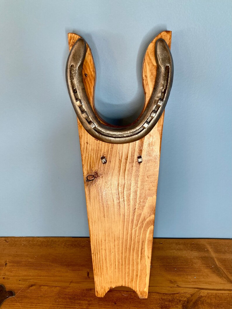 Wooden Boot Jack With Horseshoe Etsy