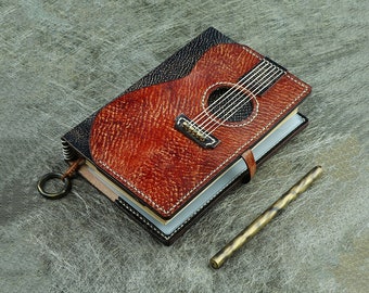 Personalized Guitar Music Genuine Leather A6 Notebook / Pentatonic Diary / Sheet Music Journal / Gift For Music Lovers