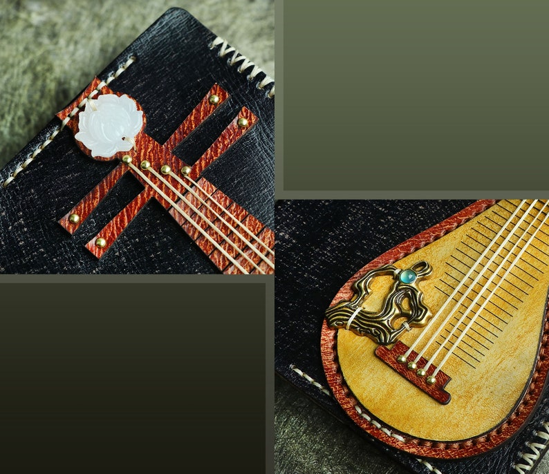 Personalized Lute Music Genuine Leather A6 Journal /Pipa, Chinese Lute / Gift For Music Lovers image 4