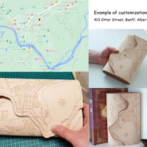 Personalized City Map Leather Journal / Engrave a map of your home onto the cover of notebook / A5 A6 Leather Sketchbook image 9