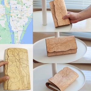 Personalized City Map Leather Journal / Engrave a map of your home onto the cover of notebook / A5 A6 Leather Sketchbook image 10