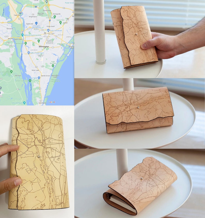 Personalized City Map Leather Journal / Engrave a map of your home onto the cover of notebook / A5 A6 Leather Sketchbook image 10