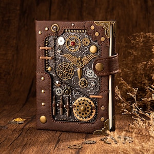 Steampunk Personalized Journal / Personalized Mechanical Notebook / Vintage Hand Crafted Sketchbook / Gifts for men