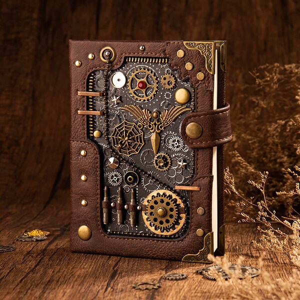 Steampunk Personalized Journal / Personalized Mechanical Notebook / Vintage Hand Crafted Sketchbook / Gifts for men