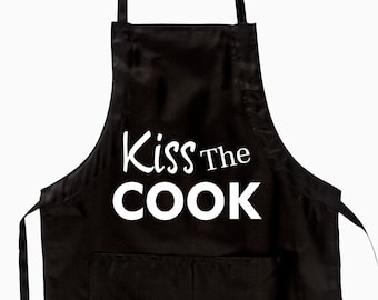 Grembiule unisex Kiss The Cook, lunghezza 76,2 cm, con tracolla regolabile e tasche