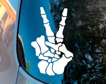 Skeleton Peace Sign Vinyl Decal Sticker