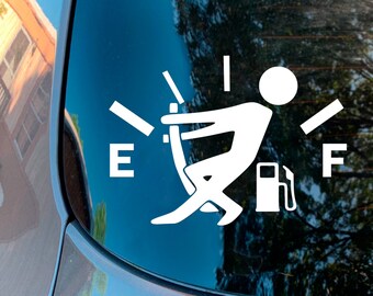 Low Gas Stick Man Vinyl Decal Sticker