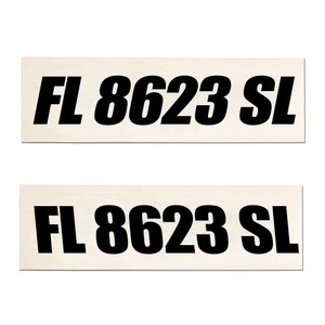 Bootsregistrierungsnummern - 7,5 cm hoher Vinyl-Aufkleber zur rechtlichen Registrierung - 2er-Set - Kayak / PWC / Watercraft