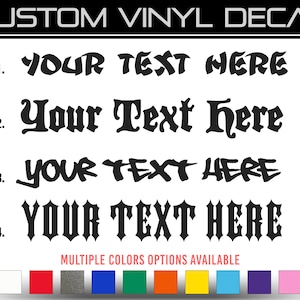 Custom Text Vinyl Decal Stickers | Personalized Gothic Fonts