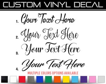 Custom Vinyl Decal Sticker - Script Lettering Personalized Fancy Cursive