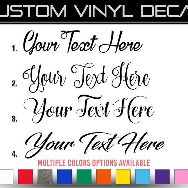 Custom Script Text Vinyl Decal Sticker