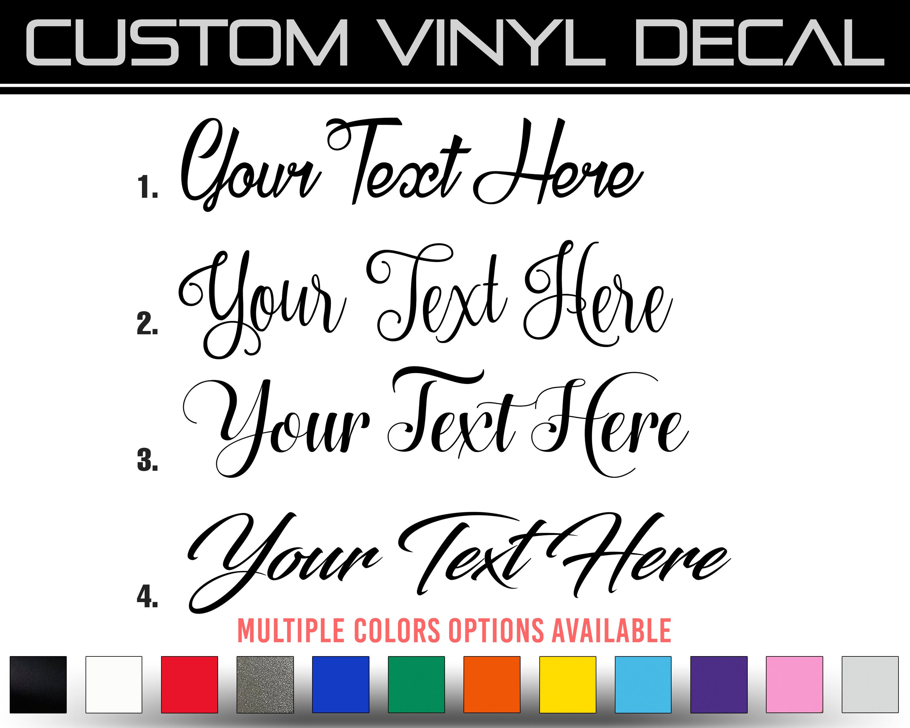 Custom Script Text Vinyl Decal Sticker