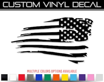 Distressed American Flag Vinyl Decal Sticker - Left Facing