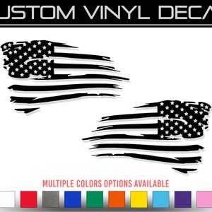 Distressed American Flag Vinyl Decal Sticker - PAIR - Right & Left Facing