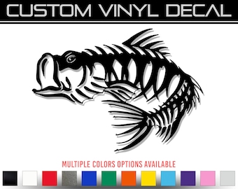 Skelett Bass Fish Vinyl Dekal Klistermärke