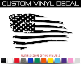 Distressed American Flag Vinyl Decal Sticker - Right Facing