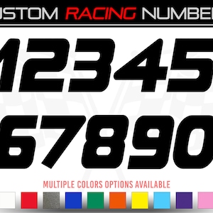 Racing Numbers Vinyl Decal Sticker | Dirt Bike Plate MX Comp Numbers - Style 4