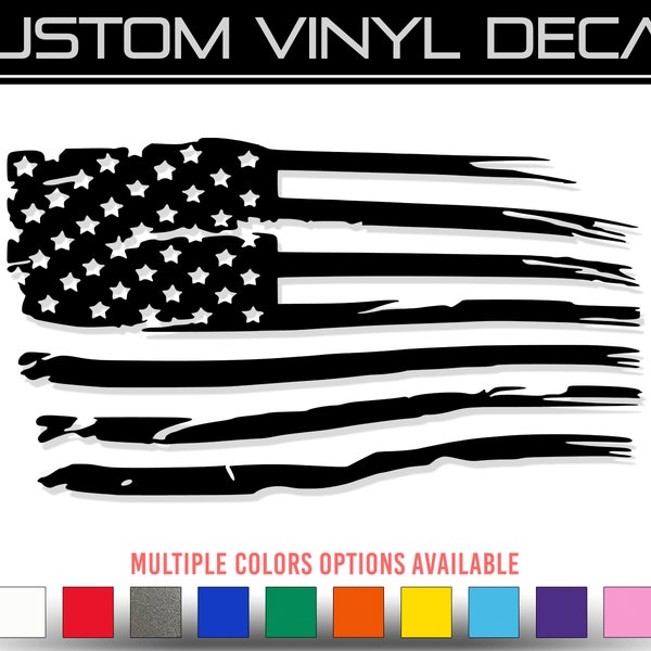 Distressed American Flag Rectangle Vinyl Decal Sticker - Right Facing