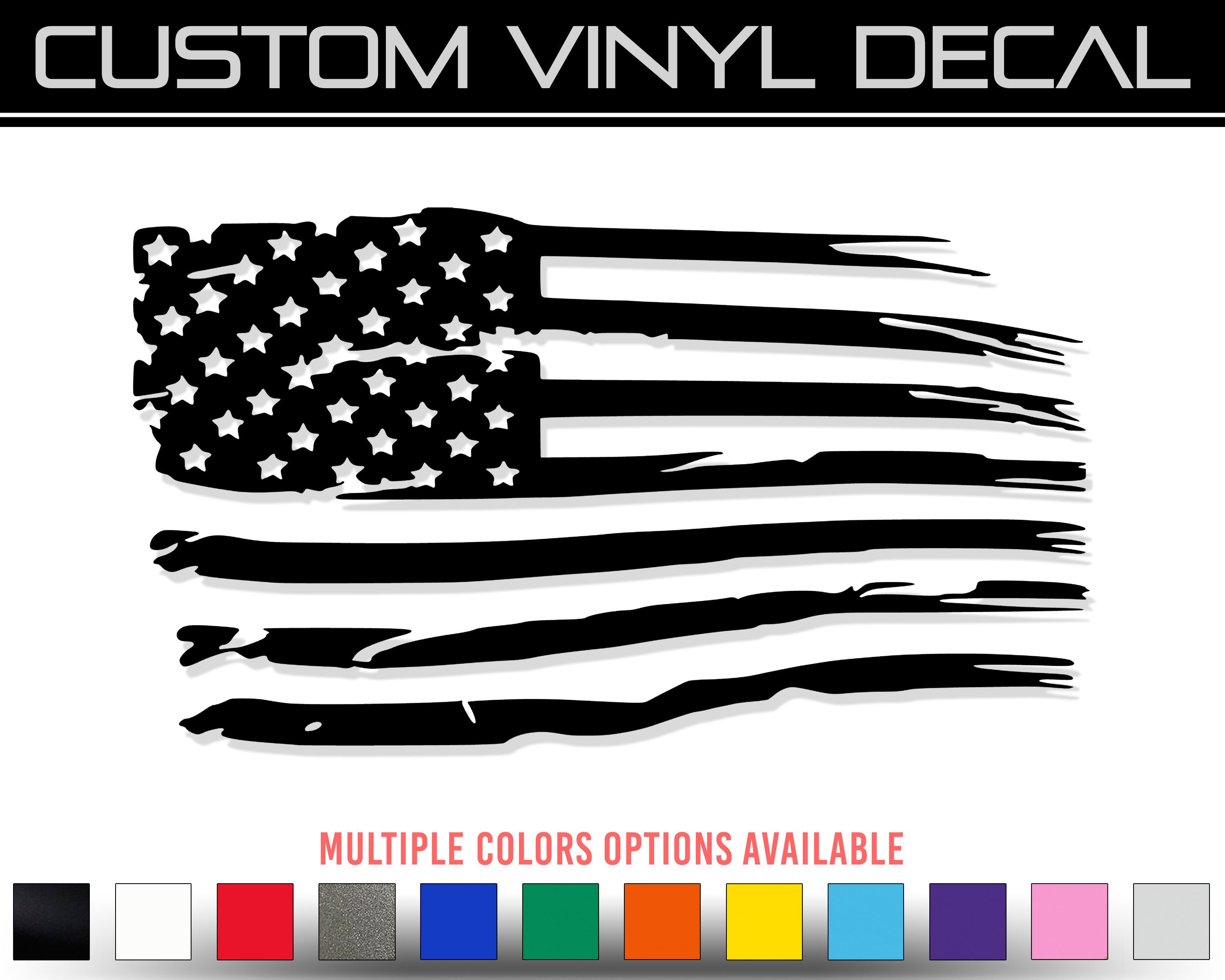 Distressed American Flag Rectangle Vinyl Decal Sticker - Right Facing