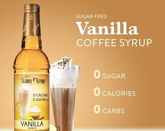 Sugar Free Vanilla Flavor Skinny Syrup, Jordan's, Vanilla coffee syrup, watertok, sugar free water recipes, low calorie vanilla syrup, tea