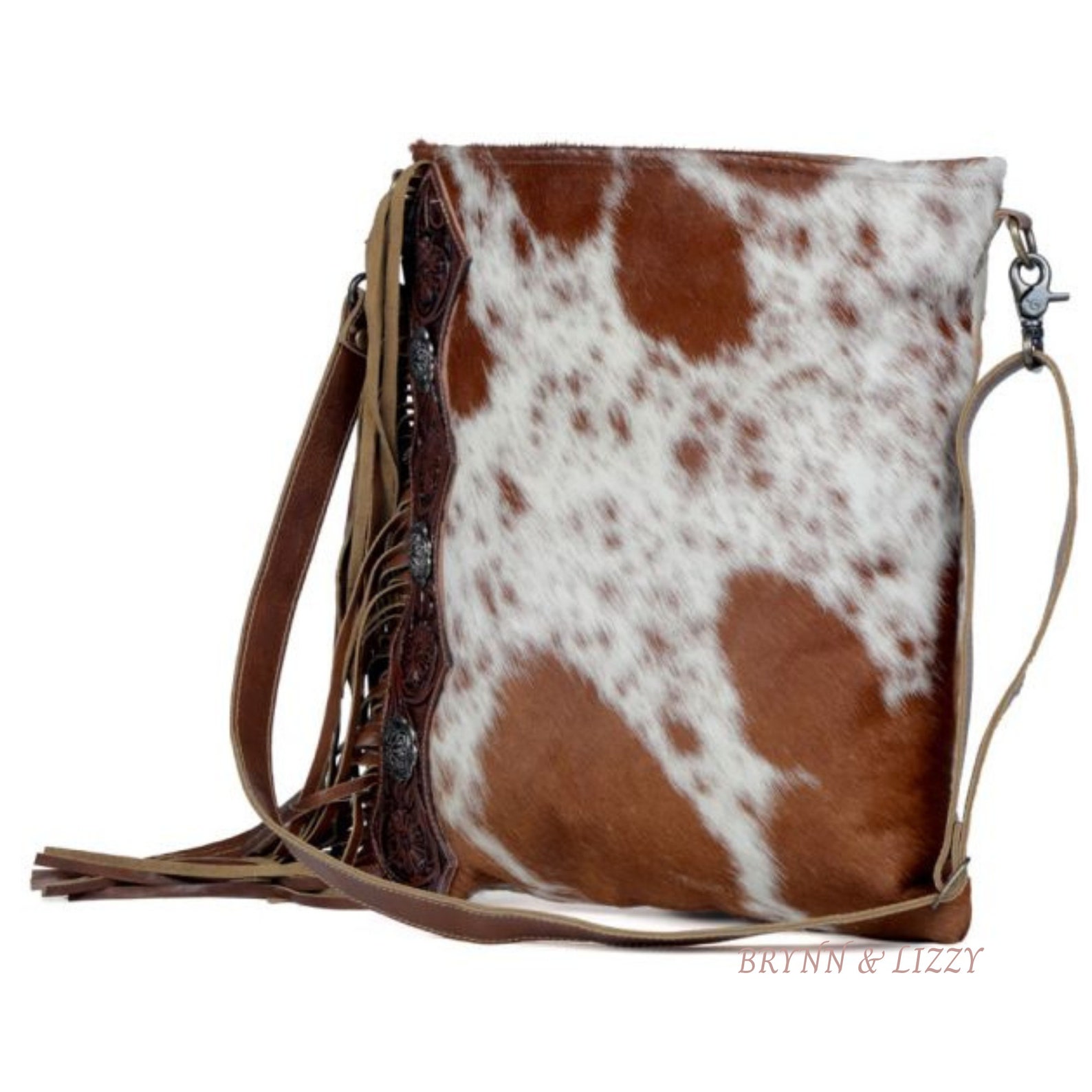 Myra Genuine Cowhide Fringe Bag Tooled Leather Purse Hair on Etsy