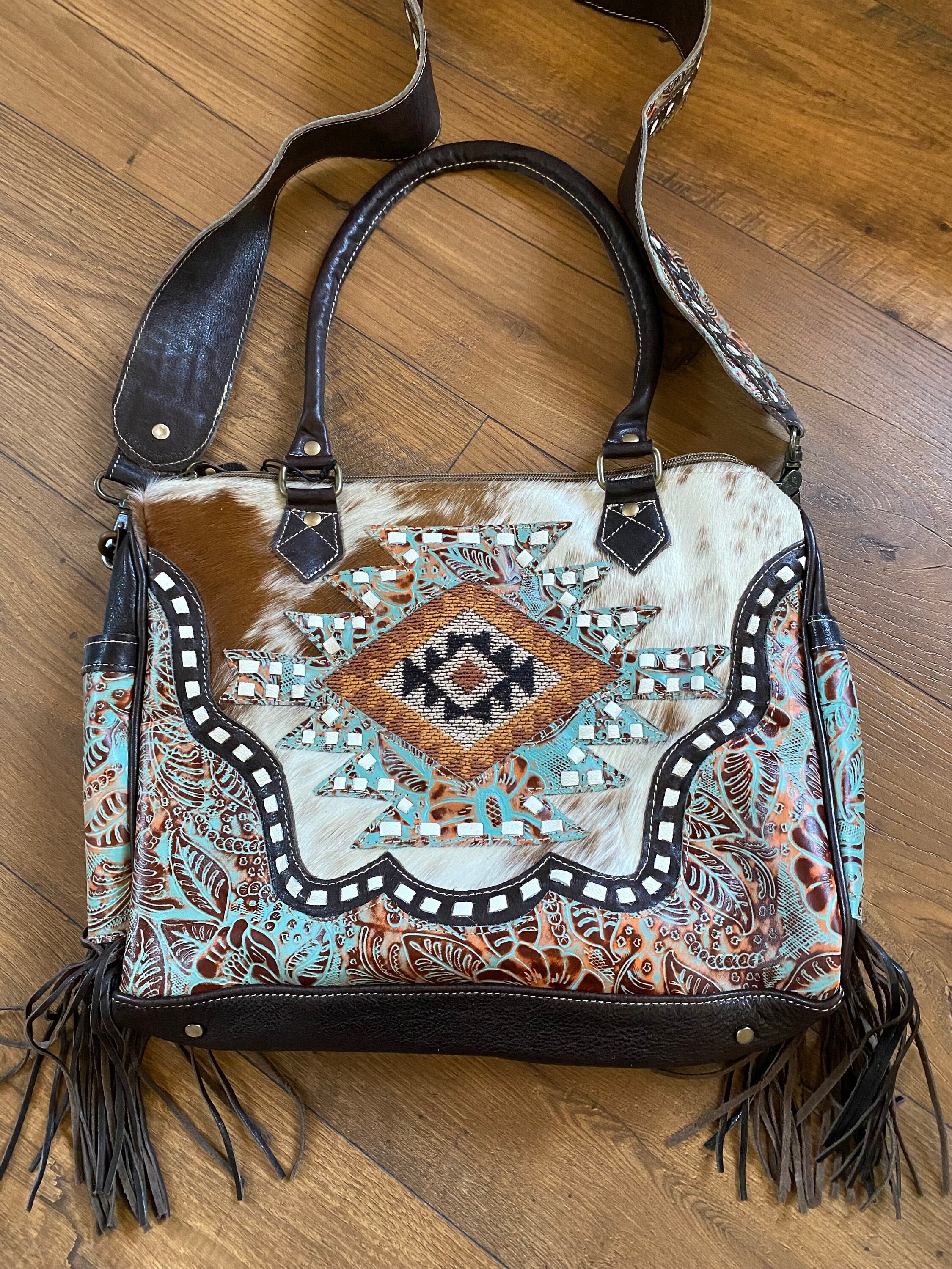 Myra Concealed Carry Genuine Leather and Cowhide Fringe Bag Etsy