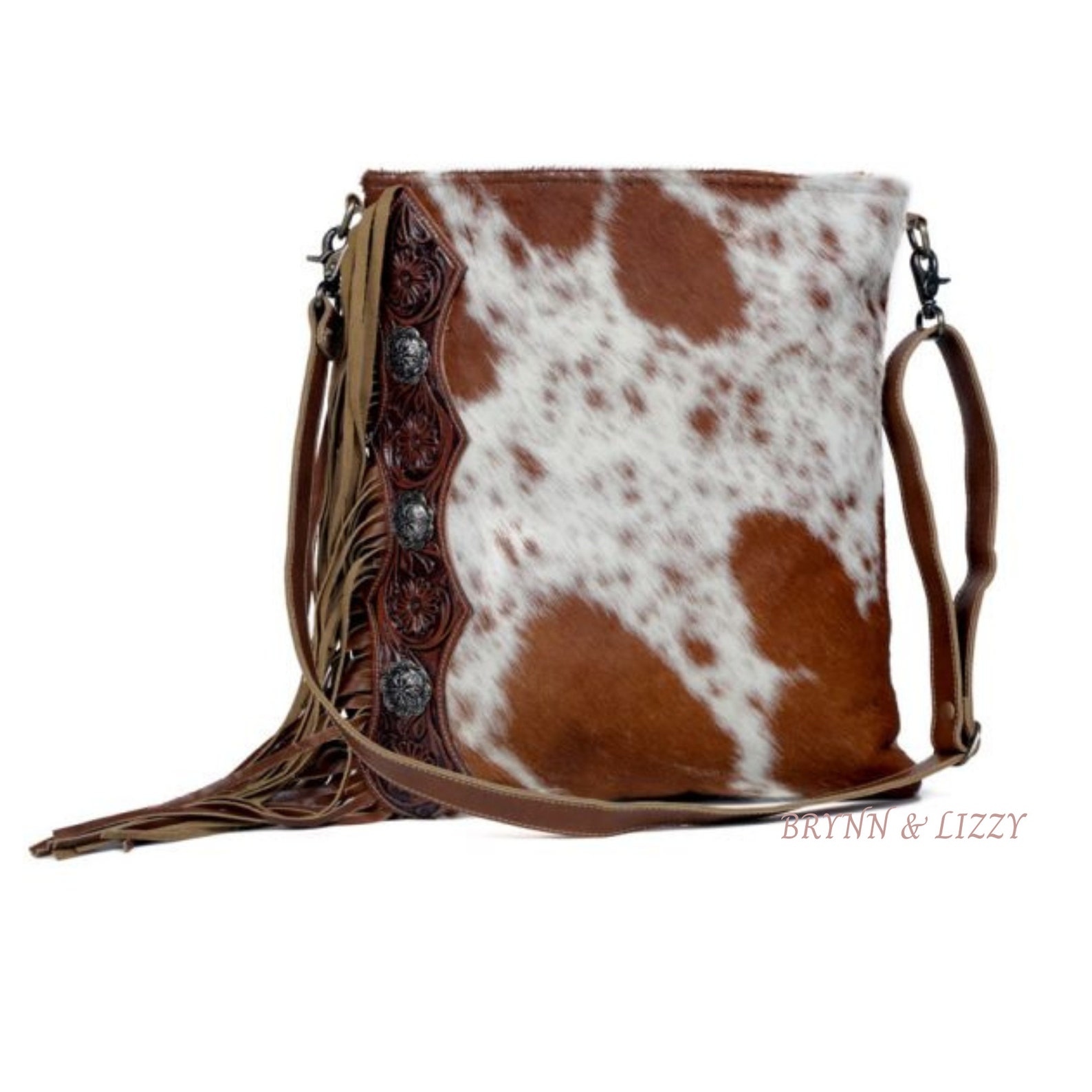 Myra Genuine Cowhide Fringe Bag Tooled Leather Purse Hair on Etsy