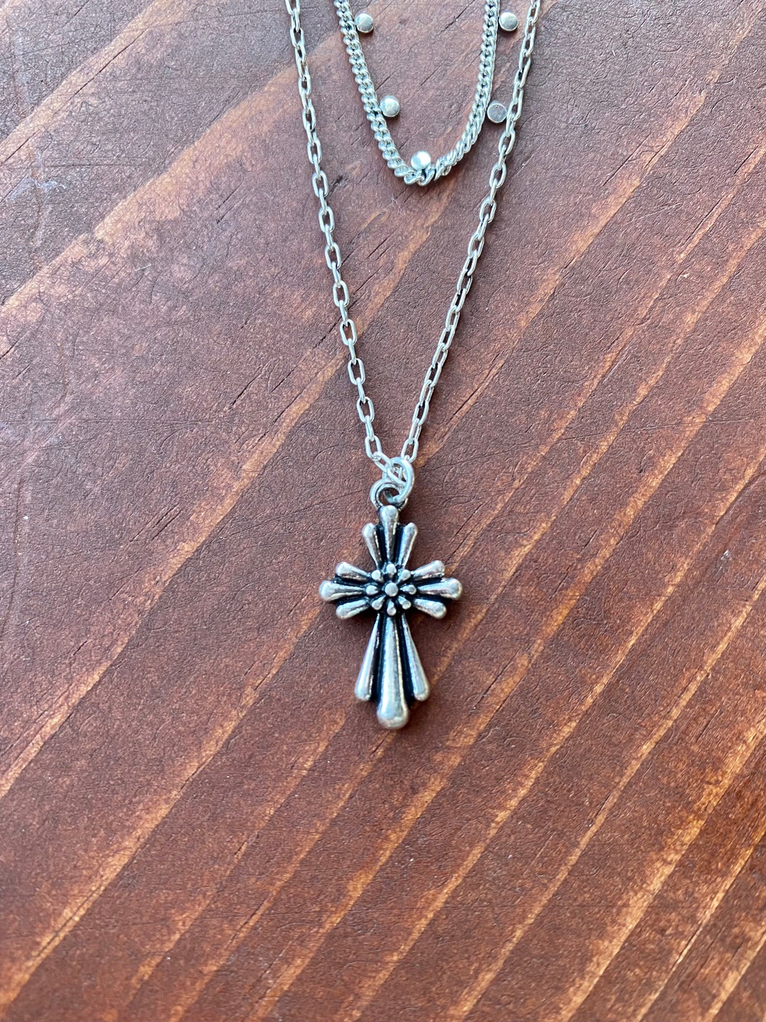 Cross Pendant Layered Necklace Inspirational Jewelry Etsy