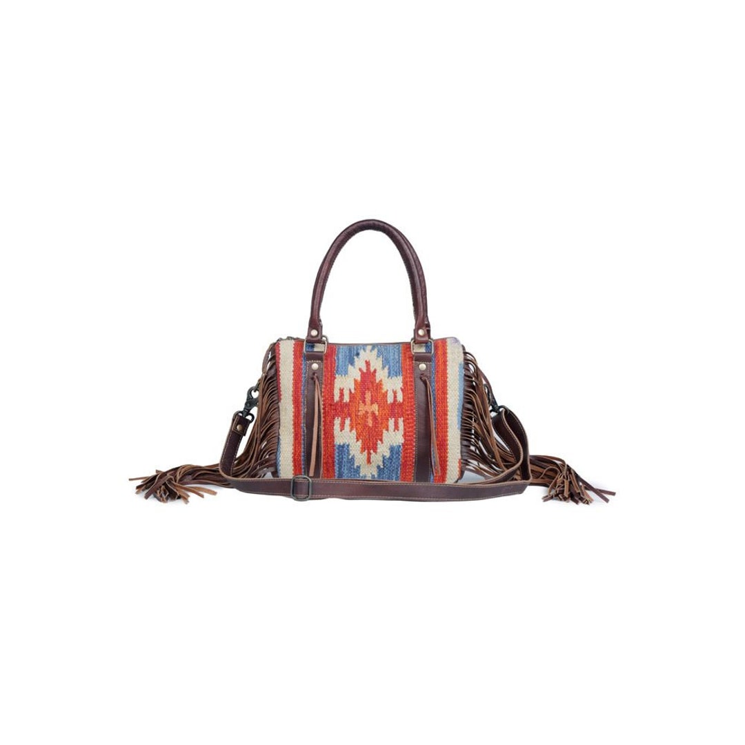 Western Rug Purses Genuine Leather and Upcycled Rug Fringe Conceal Carry Bag, Western ...