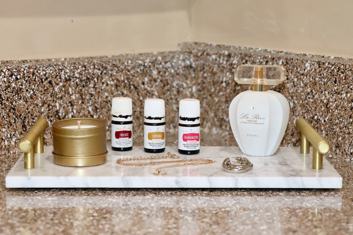 White Marble Vanity Tray with Gold HandlesFREE SHIPPING white Etsy