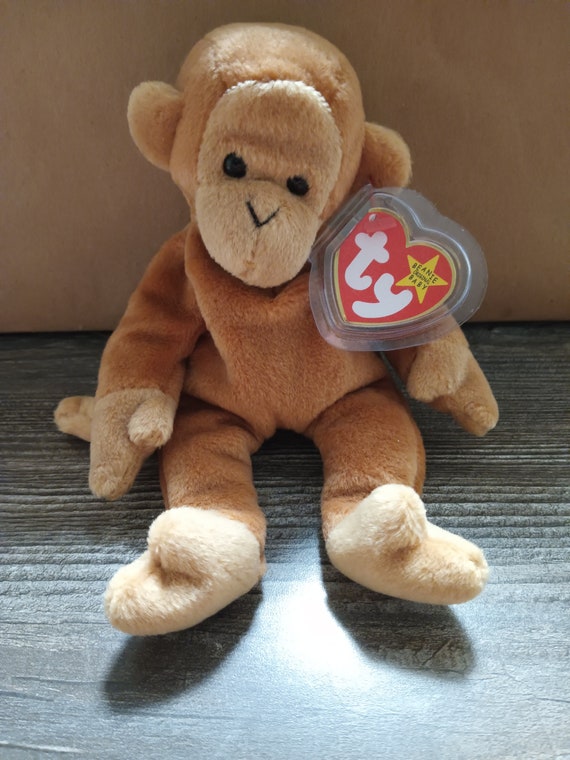 RARE Bongo the Monkey Ty Beanie Baby Original W Tag Errors Ty