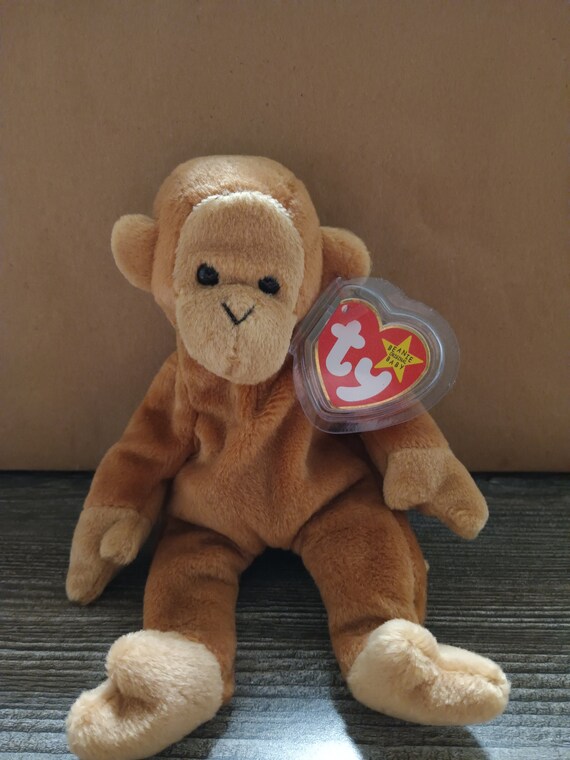 RARE Bongo the Monkey Ty Beanie Baby Original W Tag Errors Ty