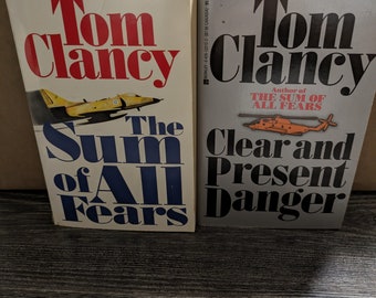 2 Tom Clancy Novels. The Sum of  all  Fears and Clear and Present Danger Copy 1991 VERY GOOD CONDITION