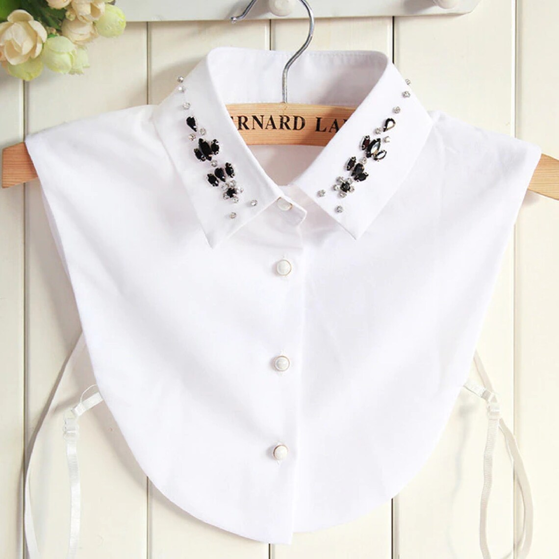 Beaded Detachable Collar Half Shirt White Fake Collar Etsy