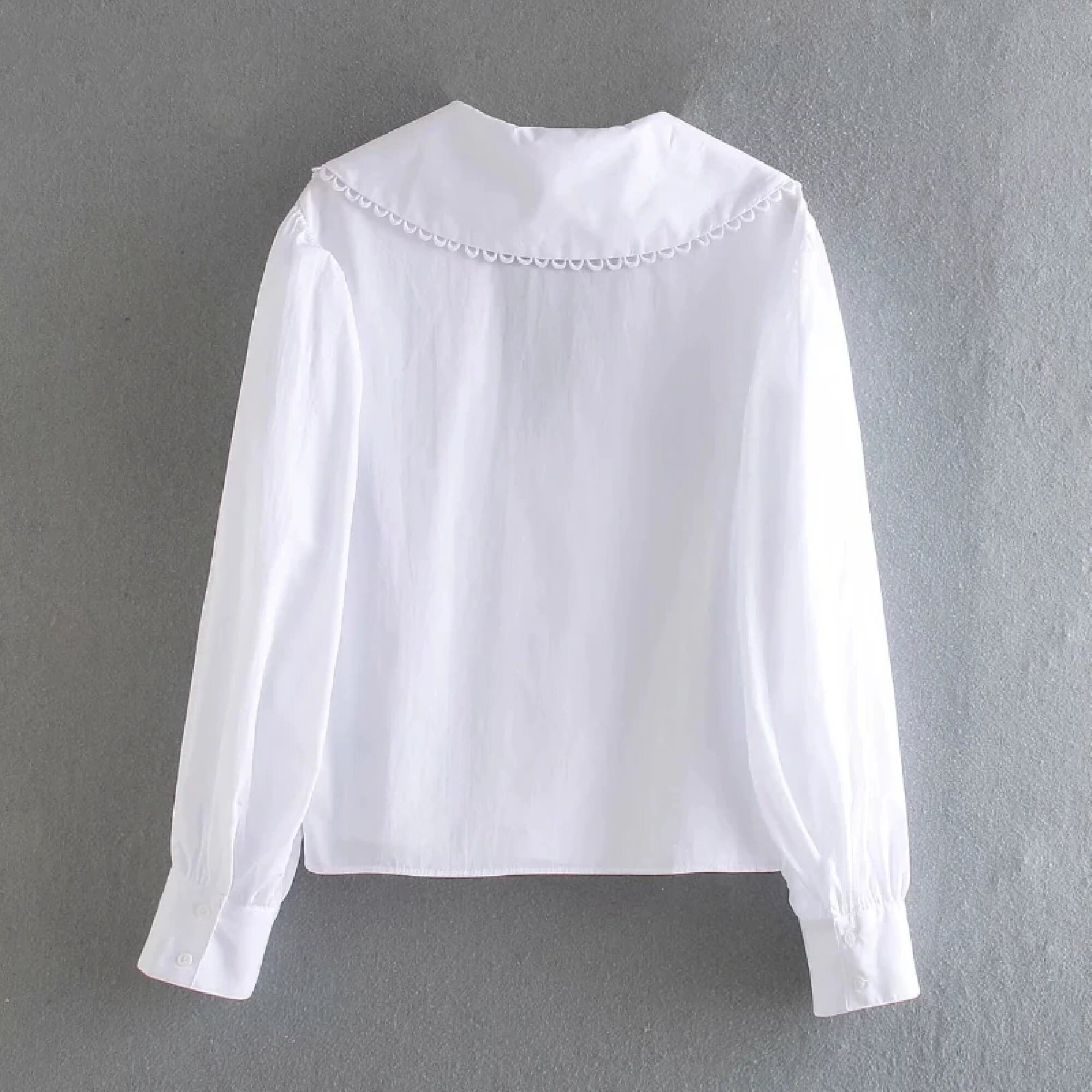 Vintage women white blouse peter pan collar embroidered Etsy