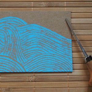 Impression Lino WAVE sur carte postale A6