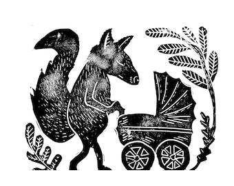Linoprint FAMILY A6 postcard