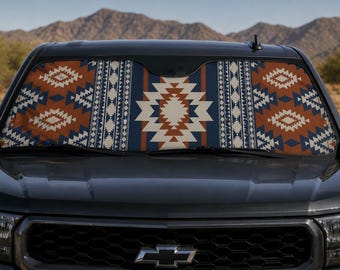 Parasole per auto con motivo azteco del sud-ovest / Copertura per parabrezza tribale