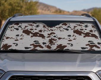 Parasole per auto con motivo a pelle di mucca marrone / Copertura per parabrezza con stampa mucca western